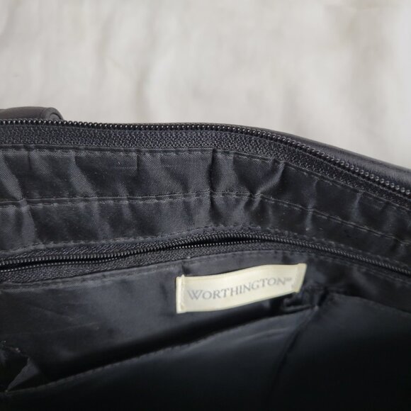 Worthington Black Purse Double Strap Vinyl organizer storage organizing EUC - Picture 12 of 13